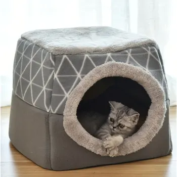 

Warm Pet Dog Cat Bed Soft Nest Dual Use Cat Sleeping Bed Pad Winter Warm Pet Cozy Beds Kennel For Small Pets Puppy cama gato