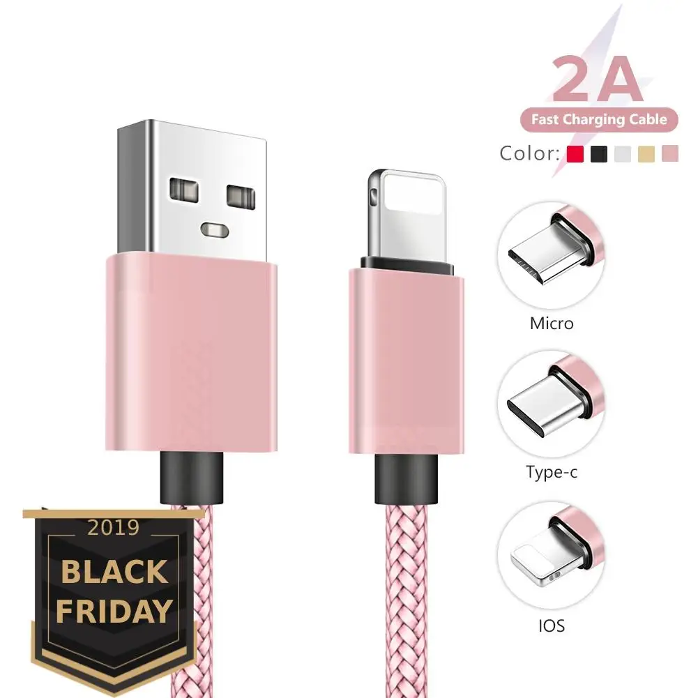 

27cm 1m 2m 3m High Speed Micro USB Cable Type C Nylon Braided Fast Charger Data Cord TypeC For iPhone Samsung Xiaomi Android