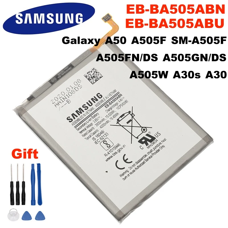 EB BA505ABN BA505ABU 4000 мА/ч оригинал SAMSUNG запасная батарея на для Samsung Galaxy A50 A505F SM A30s A30|Аккумуляторы мобильных