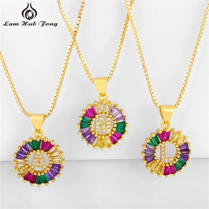 26 Letter Necklaces Pendants Colorful Cubic Zirconia Surname English A-Z Fashion Jewelry Gifts for Lovers | Украшения и