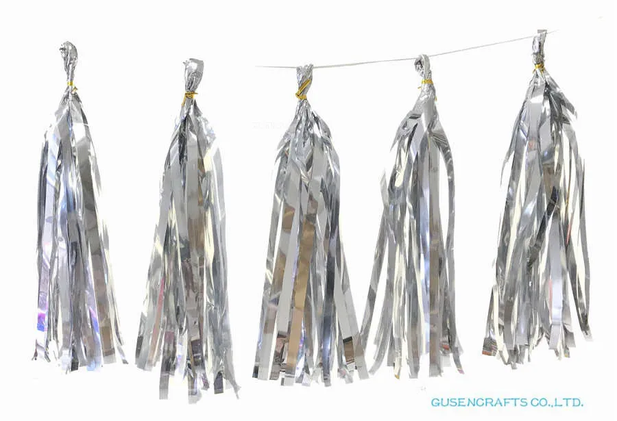 LS33.Shiny Silver 5 шт./лот смешанные DIY тканевая бумага кисточка Гирлянда для Свадьбы Дети Единорог День Рождения украшения детский душ сувениры Поставки - Цвет: LS33.Shiny Silver