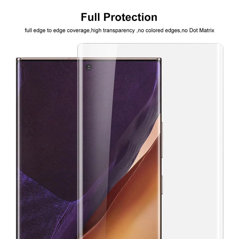 100Pcs/Lot Wholesale UV Tempered Glass For Samsung Galaxy Note 20 Curve Full Liquid Screen Protector For Note 20 Ultra 5G Glass
