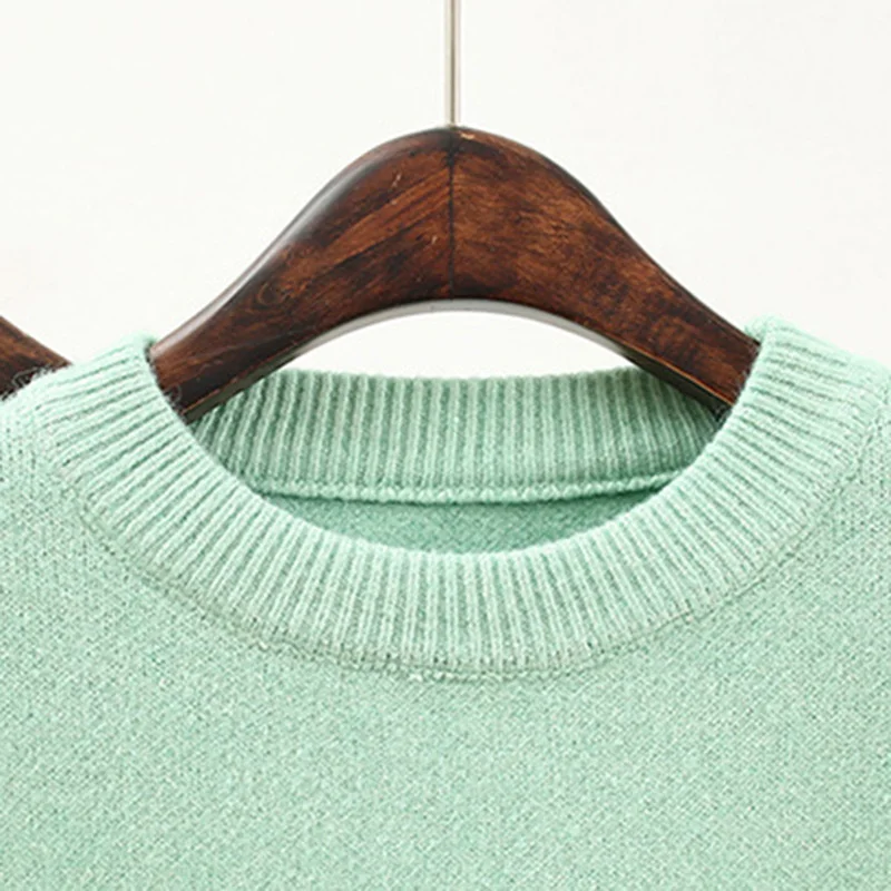 Комплект из 2 предметов, новое модное платье-свитер+ трикотажные пуловеры, Корейская версия, женский свитер с рукавом три четверти и круглым вырезом, топы