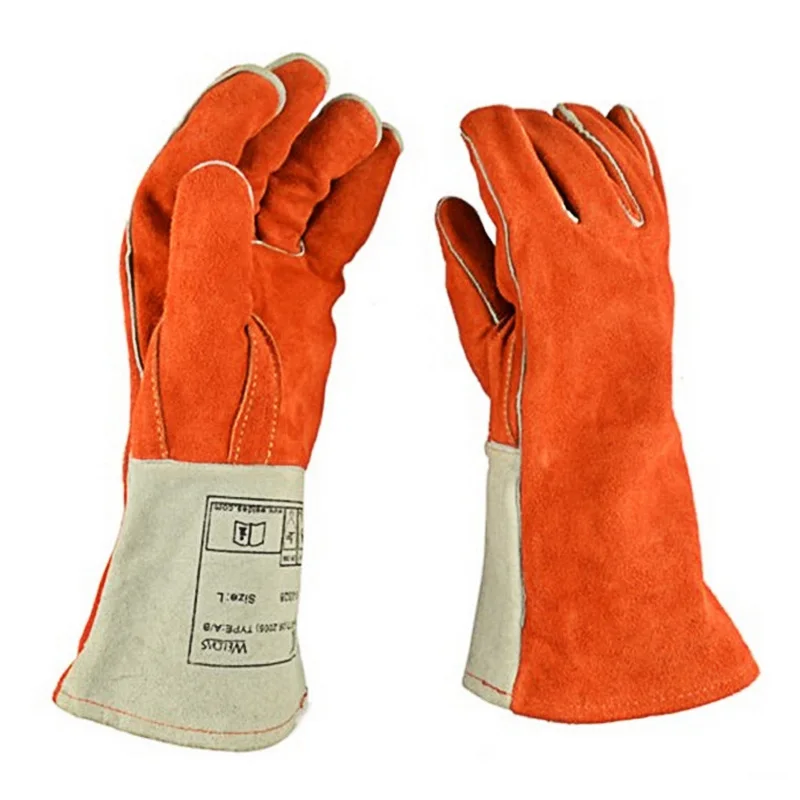 

Long Leather Welding Gloves Cowhide High Temperature Heat Insulation Safety Shield Guard Durable Protection Welder Glove XL