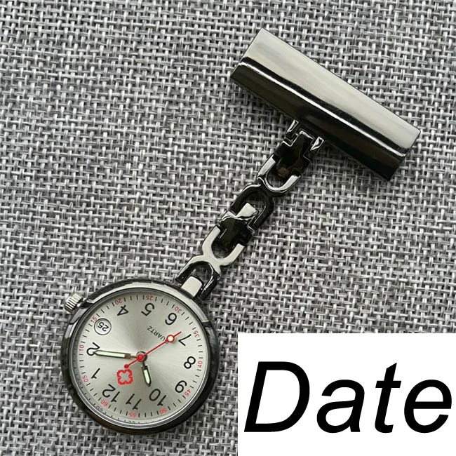 Date Black Персонализированные Индивидуальные имя выгравированы розовое золото булавка брошь большой циферблат люминесцентные высокое качество нагрудные акушерки медсестры Fob часы - Цвет: Date Black