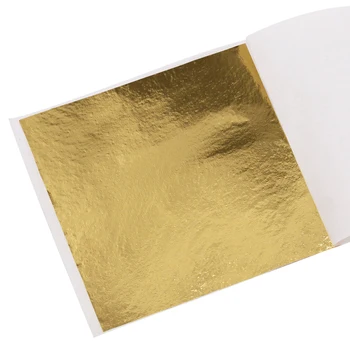 

100PCS Taiwan shiny Imitation gold foil leaf , gilding color like 24k gold 8x8.5cm