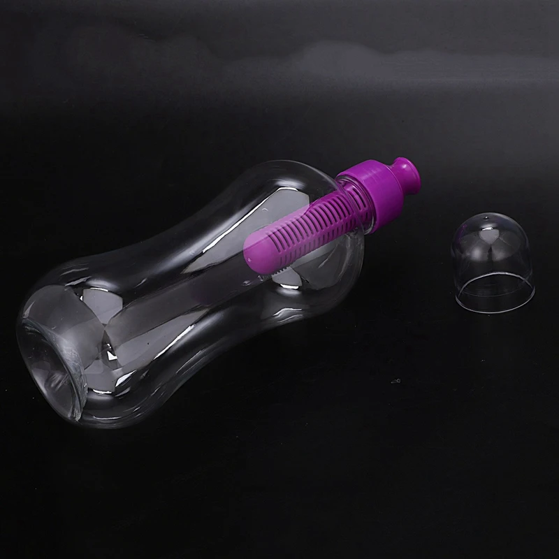2 Pcs 550Ml Filter Portable Outdoor Hiking Travel Bottle Gym Filtering Water Healthy Drinking Bottle, Blue& Purple