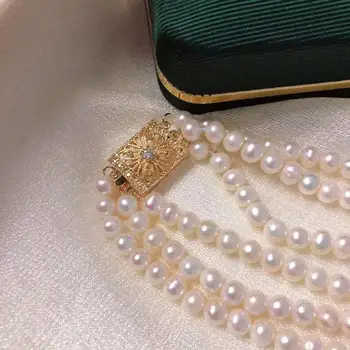 

Necklace Silver Chain Multiple Layers Natural Pearl Link Square Inlaid With Zircon Crystal Chunky Thick Carved