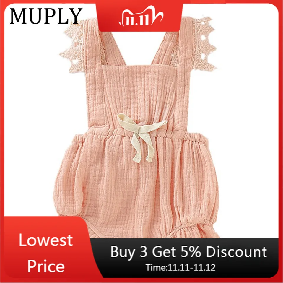 

Summer Newborn Baby Girl Rompers Lace Solid Backless One-Pieces Jumpsuit Outfit Sunsuit Baby clothes