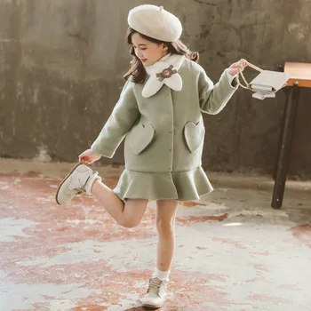 

Kids Girl Overcoat Winter New Fashion Wool Coat for Girls Teens Autumn Jacket Warm Long Outerwear Children Windproof