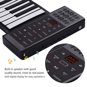 

Electric 88 Keys Hand Roll Up Piano Digital Piano Keyboard Built-in Speaker Rechargeable Lithium Battery Reverberate BT Function