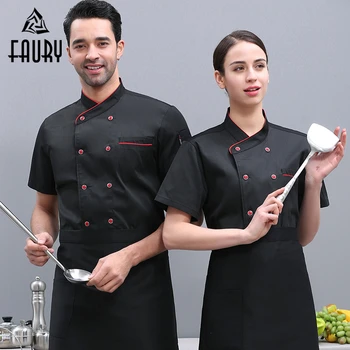 

2020 New Arrival Unisex Chef Jacket Restaurant Kitchen Breathable Chef Cook Shirt Food Service Cuisine Work Uniforms Aprons