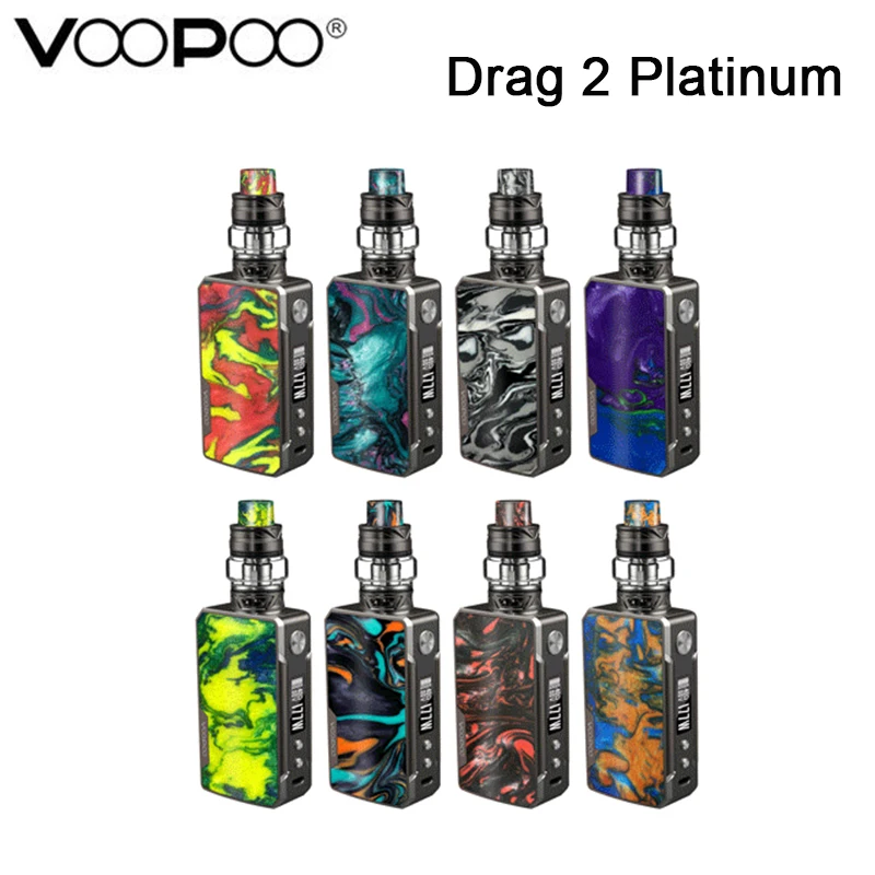 

Clearance Original VOOPOO Drag 2 Platinum Kit Platinum Box Mod Vape With UFORCE T2 Tank Fit UFORCE U2 Coil E Cigarettes Kit