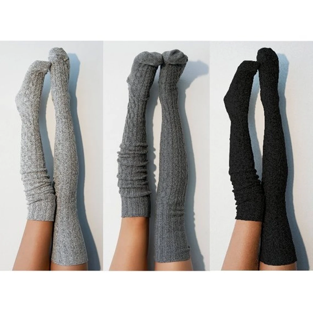 

Fashion Women Over Knee Socks Female Sexy Stockings Warm Long Boot Knit Thigh-High Socks Thigh High Warm Stocking
