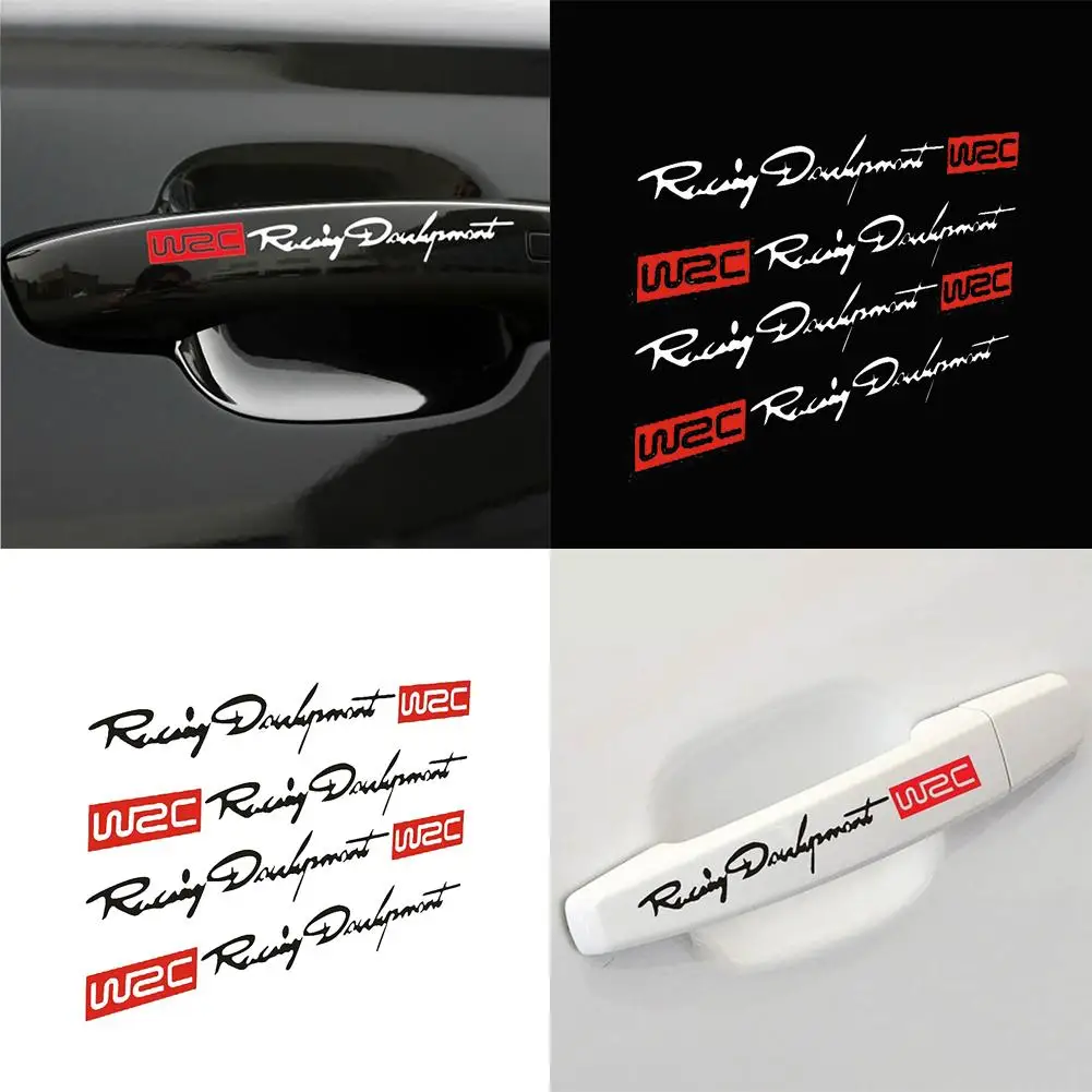 

4Pcs Fashion Racing Development WRC Car Door Handle Decorative Letters Design Reflective Water-resistant Decals Sticker