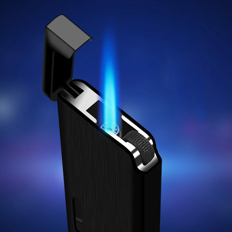Gas Lighter Butane Turbo Lighter Cigar Cigarettes Lighters Ultra-thin Metal Lighters Smoking Accessories Gadgets For Men