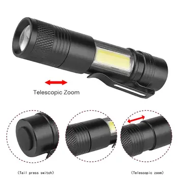 

6000LM XPE+COB LED Flashlight 4 Mode Zoomable Clip Torch Light Penlight LED Torch 4 Modes Flashlight Clip Torch