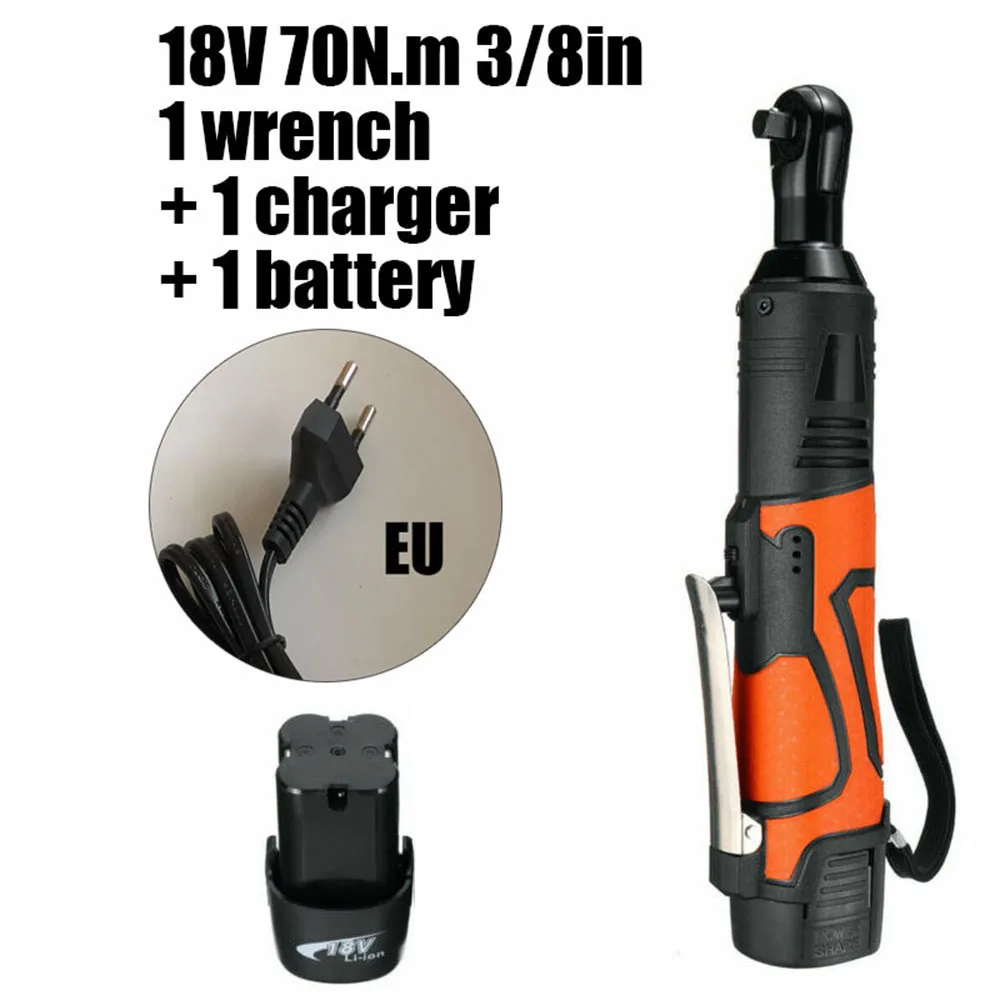 

18V 70N.m 3/8in Cordless Electric Ratchet Wrench Tool With Battery & Charger Kit UK,US,EU,AU 8000mAh Large Capacity Battery