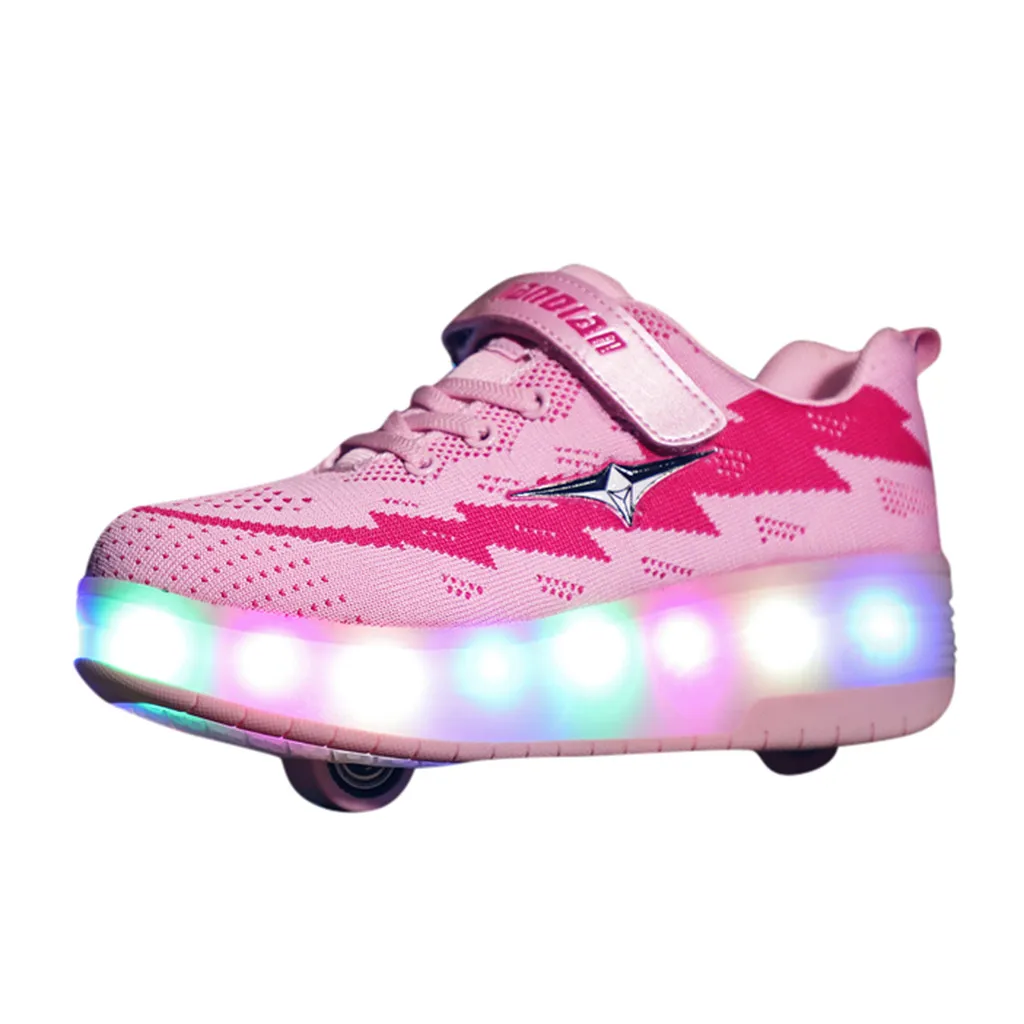 Для малышей Светящиеся светодиодный колеса скейтборд USB обувь модные детские кроссовки для малышей