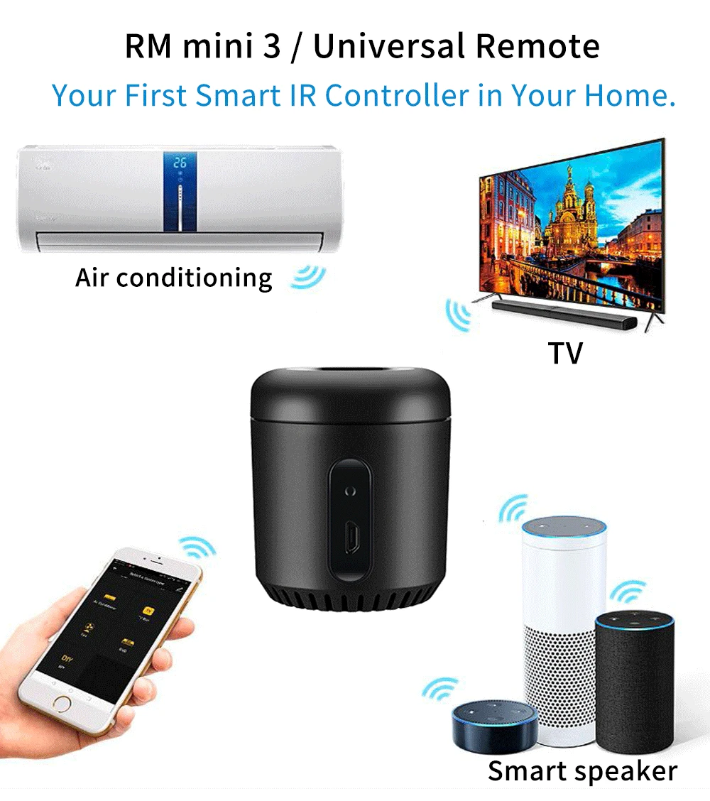 

Broadlink RM4C Mini RM Mini3 Alexa Amazon WiFi IR 4G Compatible Google Home Wireless Smart Remote Controller IOS Voice Control