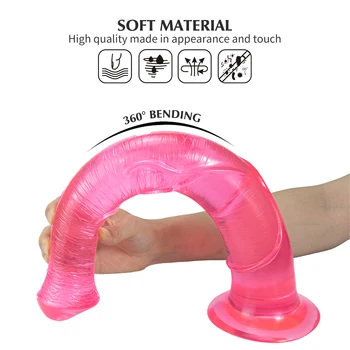 Soft Jelly Penis Super Long Dildo with Powerful Sucker Female Masturbation Tool Prostate Stimulator G-spot Vagina Stimulator 2