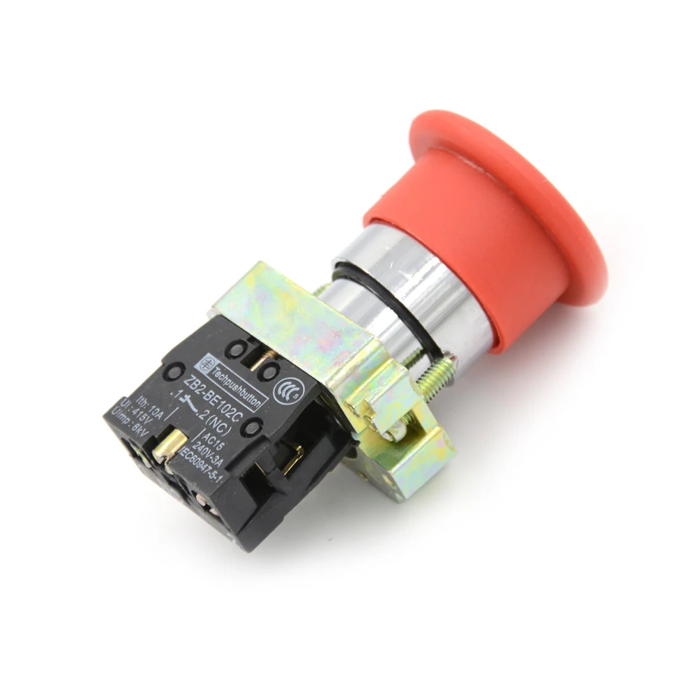 75*40*40mm Red Emergency Stop Mushroom Push Button Switch Fits XB4-BS542 Spring Return 1N/C High Qulity