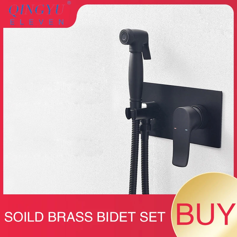 New Arrival Solid Brass Matte Black Bidet Shower Faucet Set Muslim