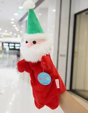 Santa Claus marionette glove puppets christmas hand puppet theater doll toys plush story talking juguetes Learning Aid funny Toy - Цвет: Светло-красный