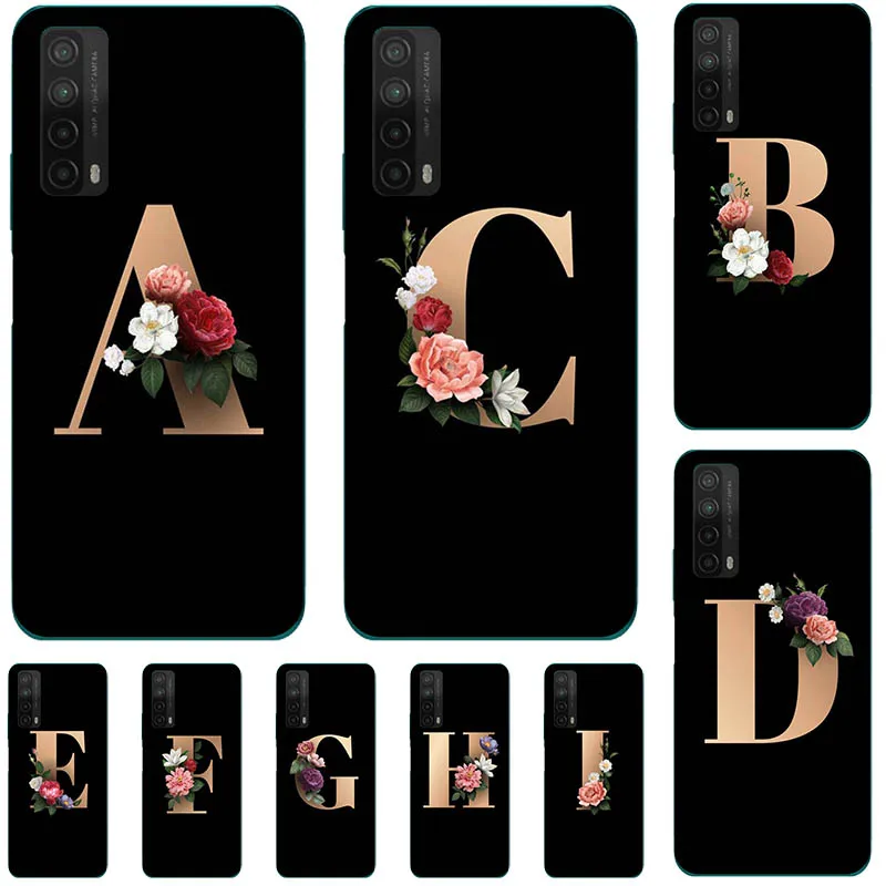 For Huawei P Smart 2021 Y7A Case 2020 Cute Lovely Cartoon Pattern Flowers Black Letters Soft Cover | Мобильные телефоны и