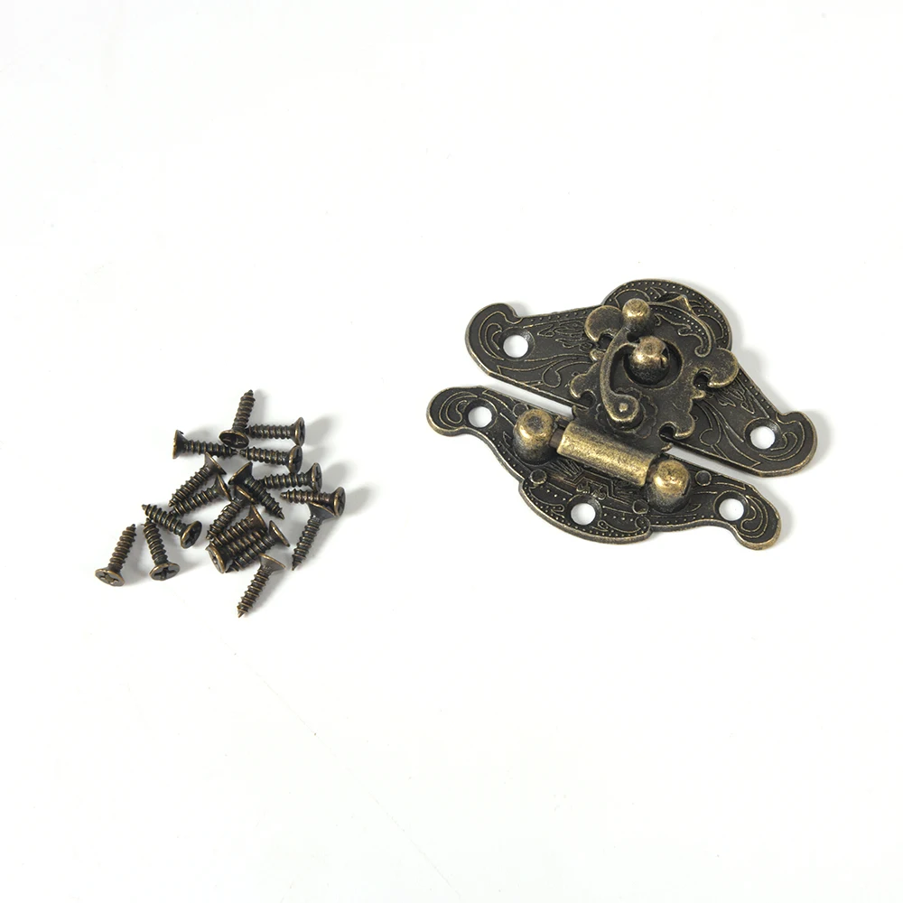 Antique Bronze Hasp Latch Jewelry Wooden Box Lock Mini Cabinet Buckle Case Locks Decorative Handle 3 Size Clasp Lock 4pcs