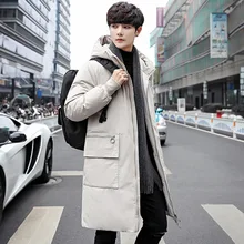 Зимняя новая коллекция мужской пуховик толстый длинный с капюшоном толстый теплый большой размер Корейская куртка Молодежная Студенческая зимняя одежда