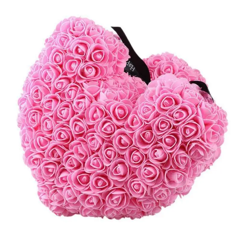 40 см розовая Роза плюшевый мишка/w Сердце цветок подарок на день матери День рождения Свадьба