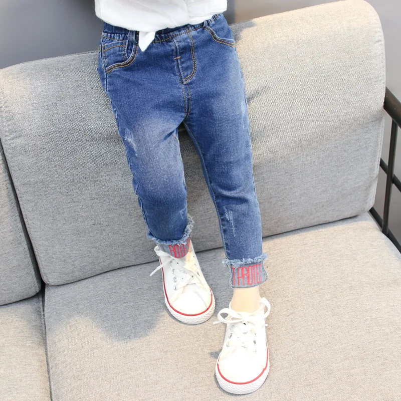 

Girl'S Jeans 2018 Spring New Style Children Korean-style Printed Elasticity Skinny Pants
