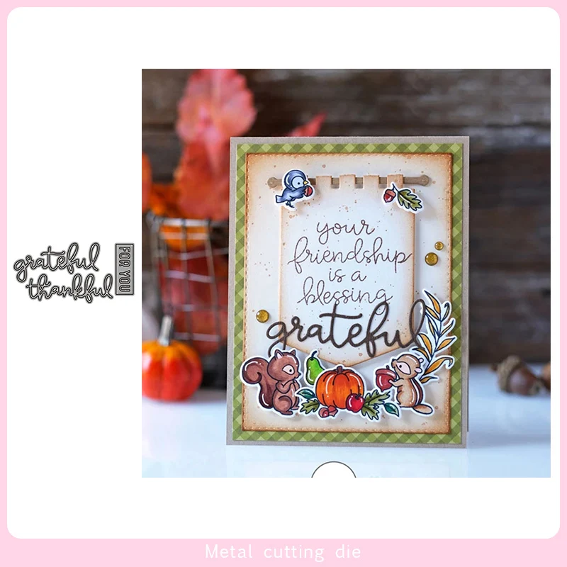 

Thankful for You Words Metal Cutting Dies for DIY Scrapbooking Photo Album Decorative Embossing Paper Card Crafts Die Cut 2019