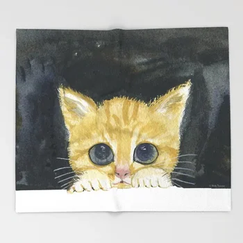 

Cat Cartoon Throws for Sofa Cute Kid Design I am Here Blankets Christmas Decorations for Home Custom Blanket