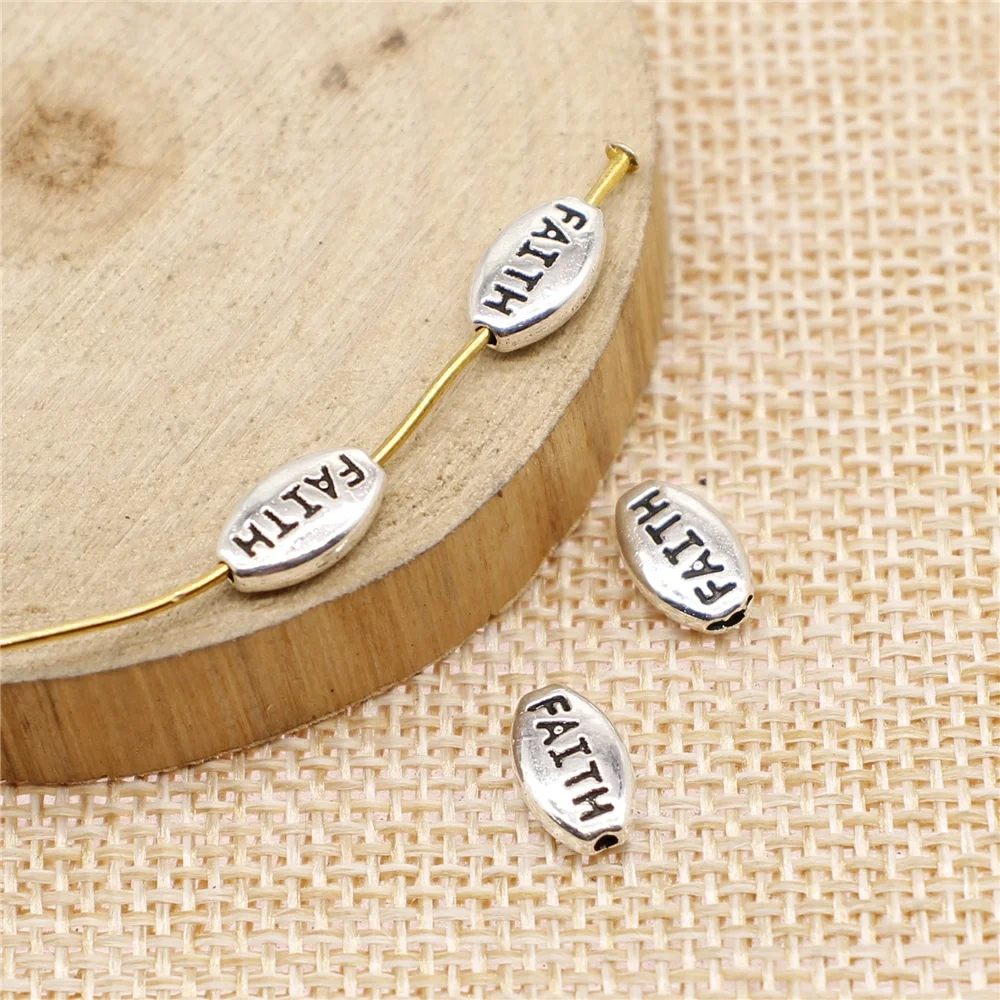 

free shipping 108pcs 10x6mm antique silver FAITH small beads charms diy retro jewelry fit Earring keychain hair card pendant