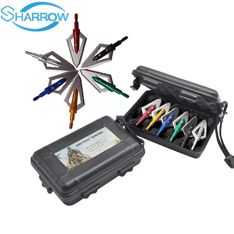 

6pcs Archery Hunting Broadheads with Arrow Box 2 Sharp Blades Arrowheads Tip Steel For Crossbow Arrow Head Shooting Accessories