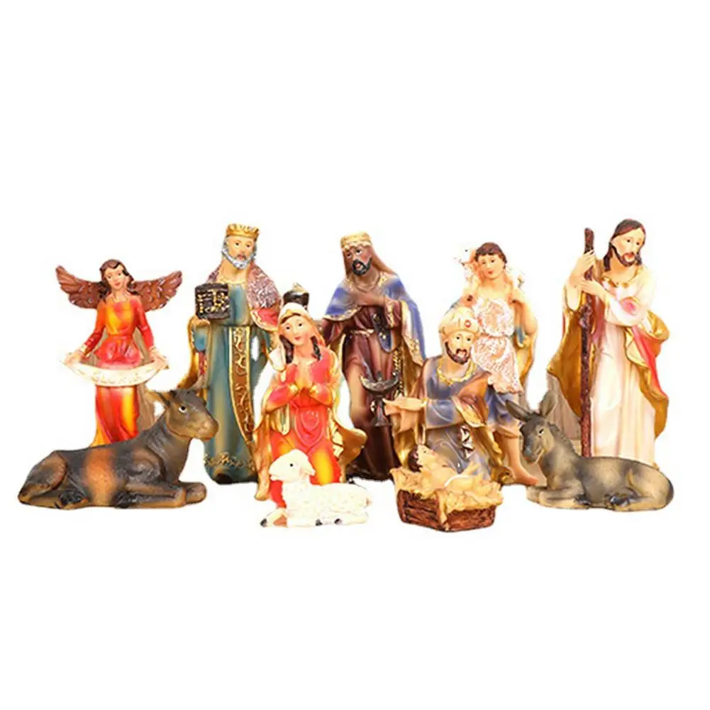 

11Pcs/set Christ Birth Of Jesus Ornament Nativity Scene Manger Decor Catholic Statue Christmas Indoor Manger Scene Christmas