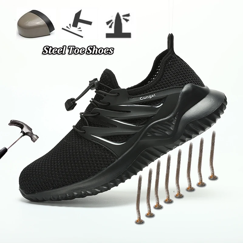 

Outdoor Safety Work Shoes Industrial Shoes Men And Women Steel Toe Cap Shoes Puncture-Proof Work Sneakers Breathable Sport Shoes