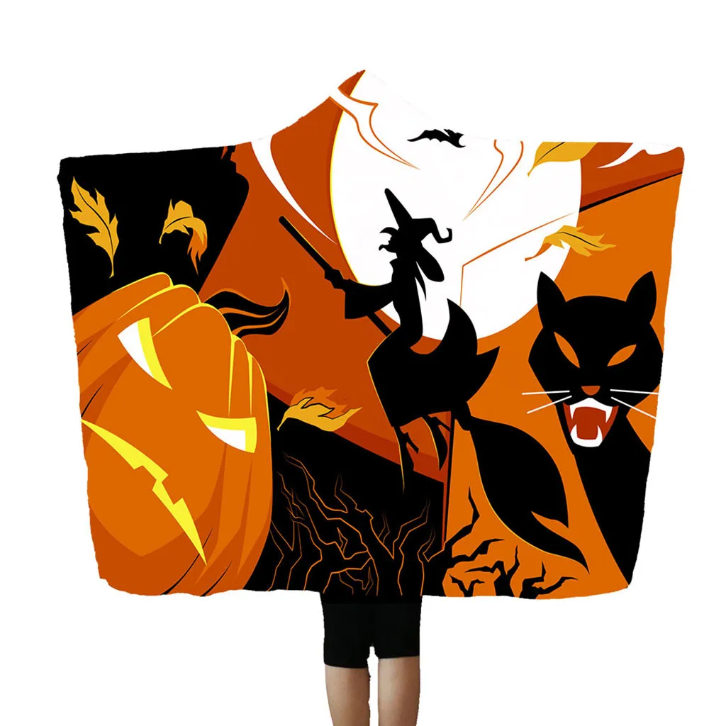 Halloween Hooded Blanket Cloak Cap Blanket Air Conditioning Blanket 150x200cm - Цвет: G