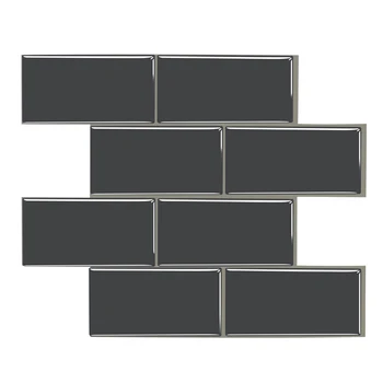 

High quality Grey removable stickers waterproof oil proof Tile Peel Stick Self Adhesive Kitchen Bathroom Home wall sticker 3d