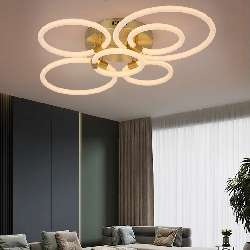 

FANPINFANDO Gold Modern ceiling led ceiling lights for living room bedroom ceiling lamp Acrylic Creative Restaurant kitchen lamp