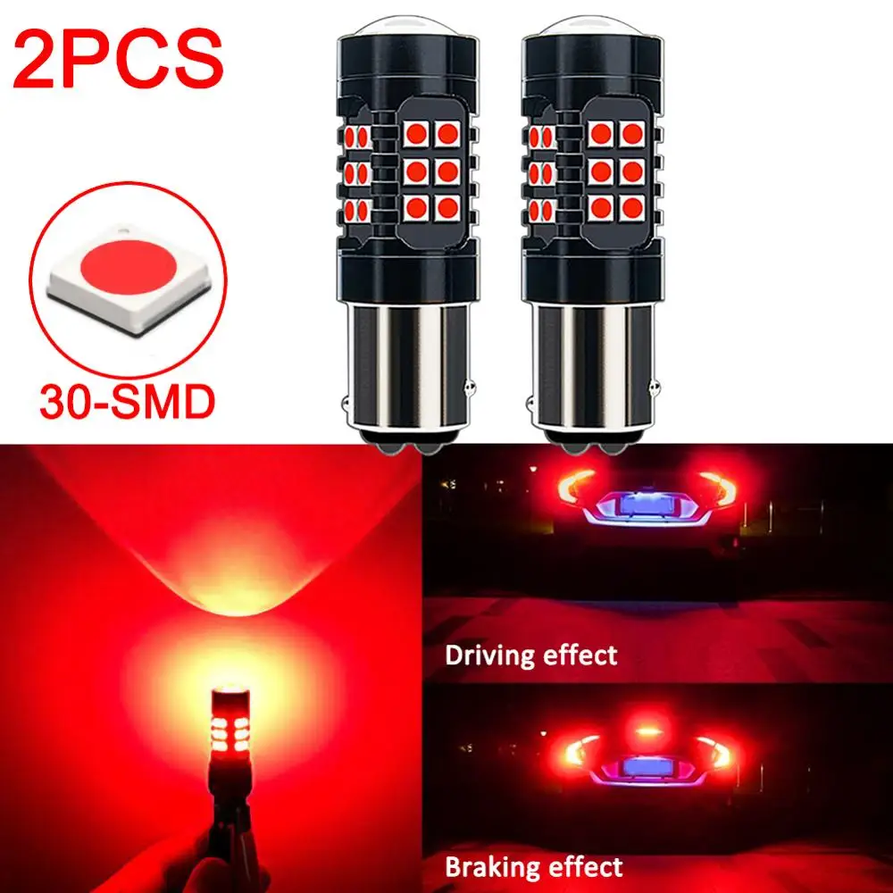 

1157 Red 30-SMD Flashing Strobe Blinking LED Brake Tail Light Lamps Bulbs Flash brake lamp lens High reversing lights