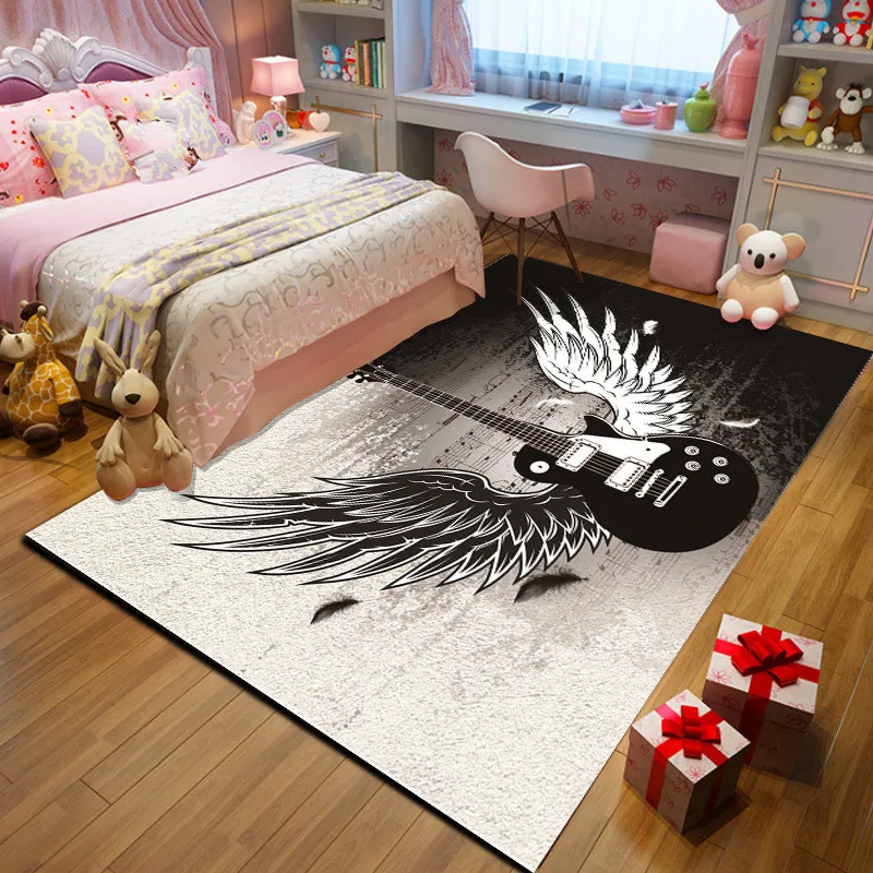 Креативная музыка черные/белые крылья гитара 3D печатные ковры для гостиной спальни коврики коврик для прихожей Противоскользящий кухонный коврик - Цвет: ETK-48
