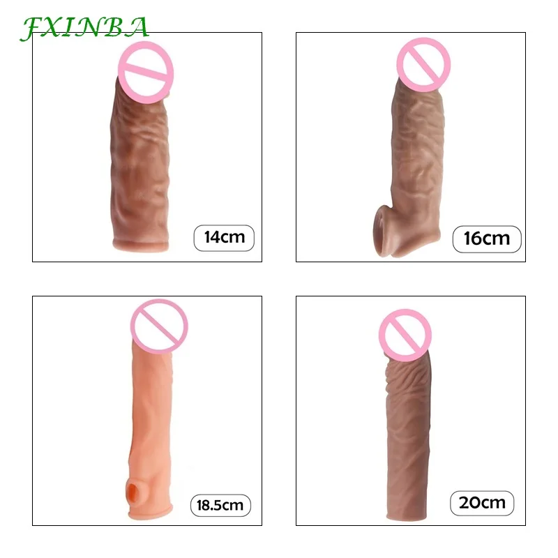 Реалистичный удлинитель для пениса FXINBA 14/16/18/20 см насадка на пенис увеличитель