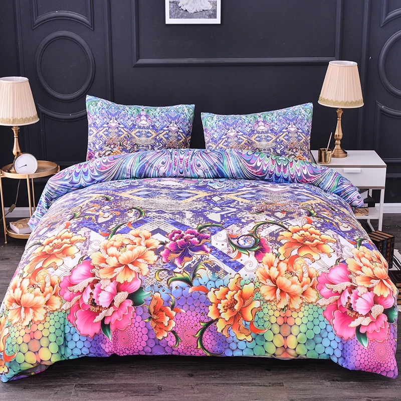Роскошный цветочный пододеяльник набор 3D набор постельных принадлежностей одеяло наволочка, накидки набор из стеганого одеяла и покрывала один/Твин/Полный/королева/король Размер - Цвет: Set 6