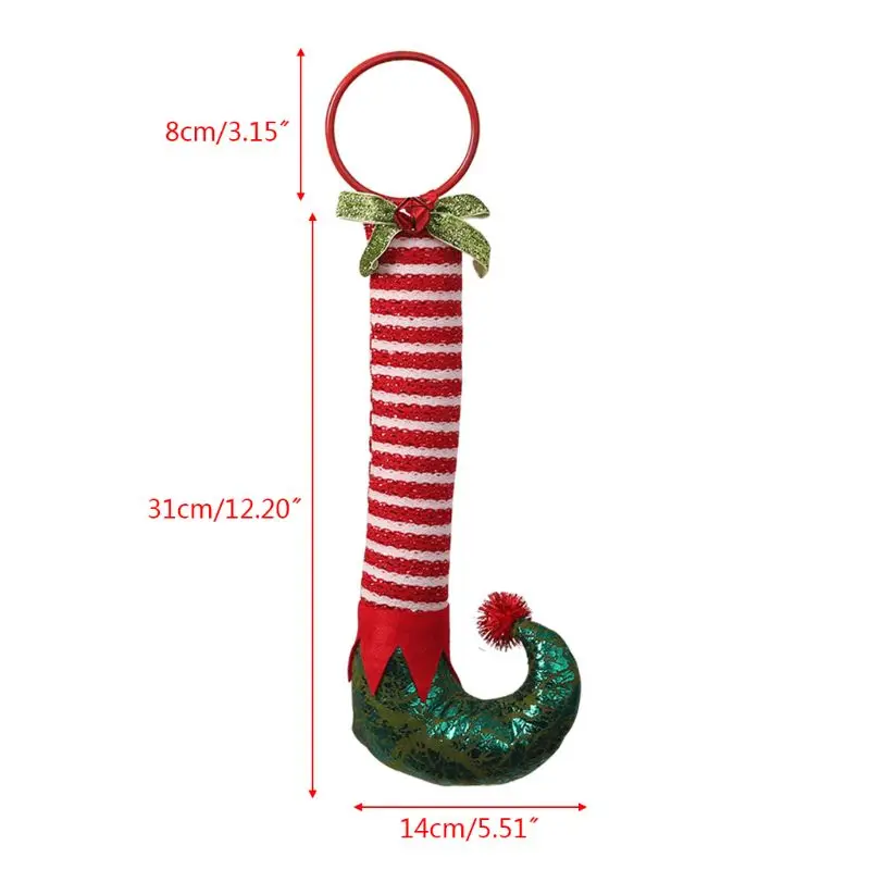 

2x Christmas Elf Boots Striped Shoes Ornaments Hanging Pendant Xmas Tree Decorations for Home New Year Gifts D5BD