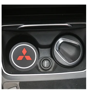

1Pcs Car Coaster Water Cup Slot Non-Slip Mat Pad For Mitsubishis ASX Lancer Pajero Outlander L200 EVO Lancer EX Pajero Emblem