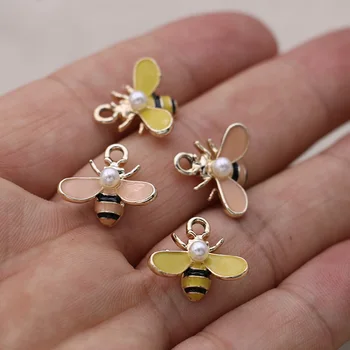 

10pcs Enamel 3D Bee Charms Pendant for Jewelry Making Earrings Bracelet Necklace Accessories DIY Craft 18x16mm