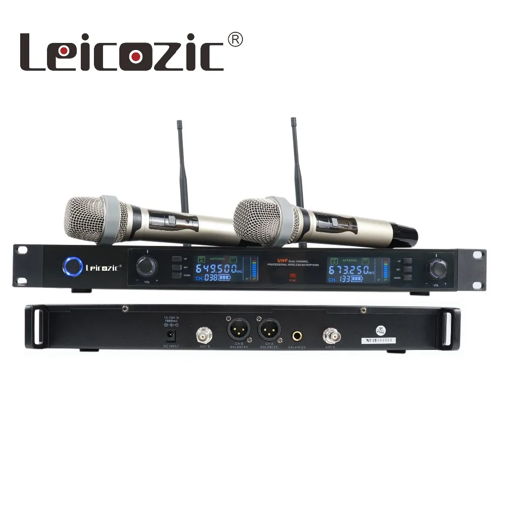 Leicozic беспроводной ручной микрофон UHF 640-690 МГц двухканальный приемник microfono inalambrico профессиональный микрофон sem fio